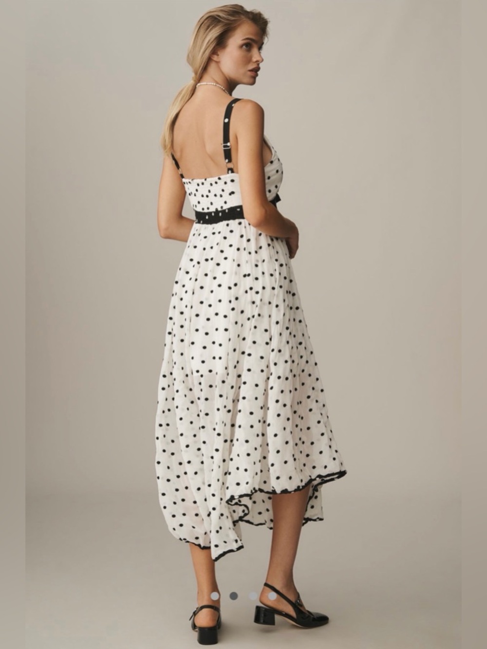 Maeve Polka Dot V-Neck Midi Slip Dress - Picture 2 of 2
